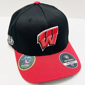 Top of the World Wisconsin Badgers‎ Reflex Hat Cap Stretch Flex M/L Black NCAA